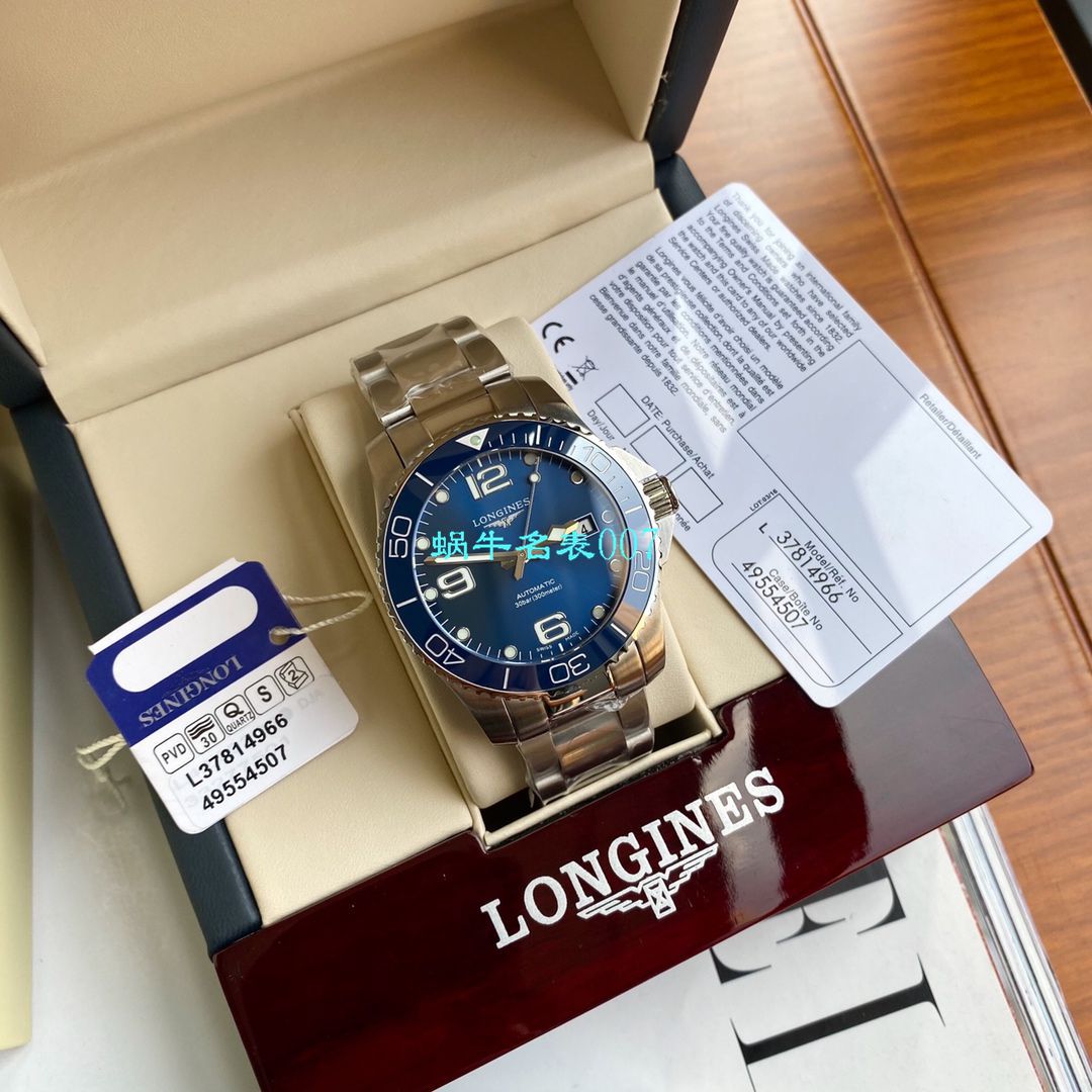 【渠道原单】 Longines 康卡斯潜水系列L3.742.4.96.6 wrist watch  / L117