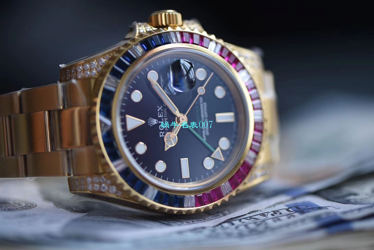 【LF Factory 一比一超A高仿手表】 Rolex  GMT MASTER II彩虹钻系列116758 SAru-78208 wrist watch  / R393