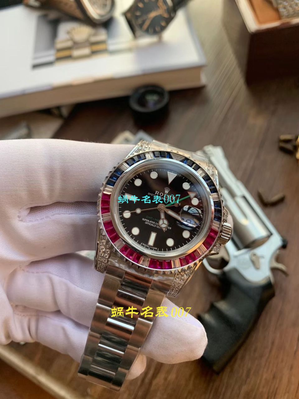 【LF Factory 一比一超A高仿手表】 Rolex  GMT MASTER II彩虹钻系列116758 SAru-78208 wrist watch  / R393