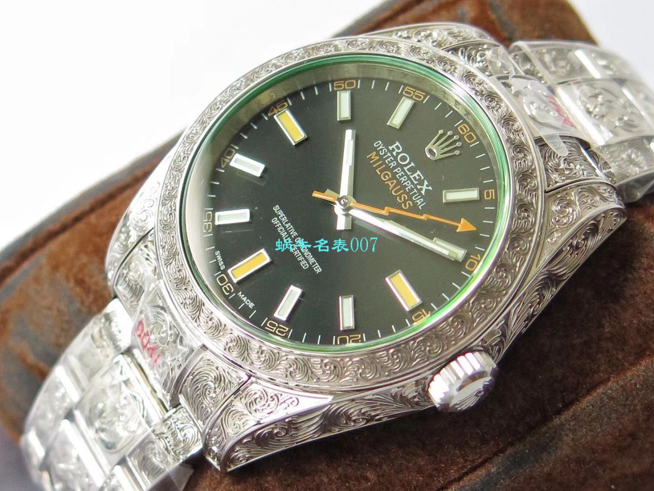 DJ创新之作，以 Rolex Milgauss为雏形配合业内最顶尖的篆刻手艺，ROLEX Milgauss雕花纹身 wrist watch  / R501