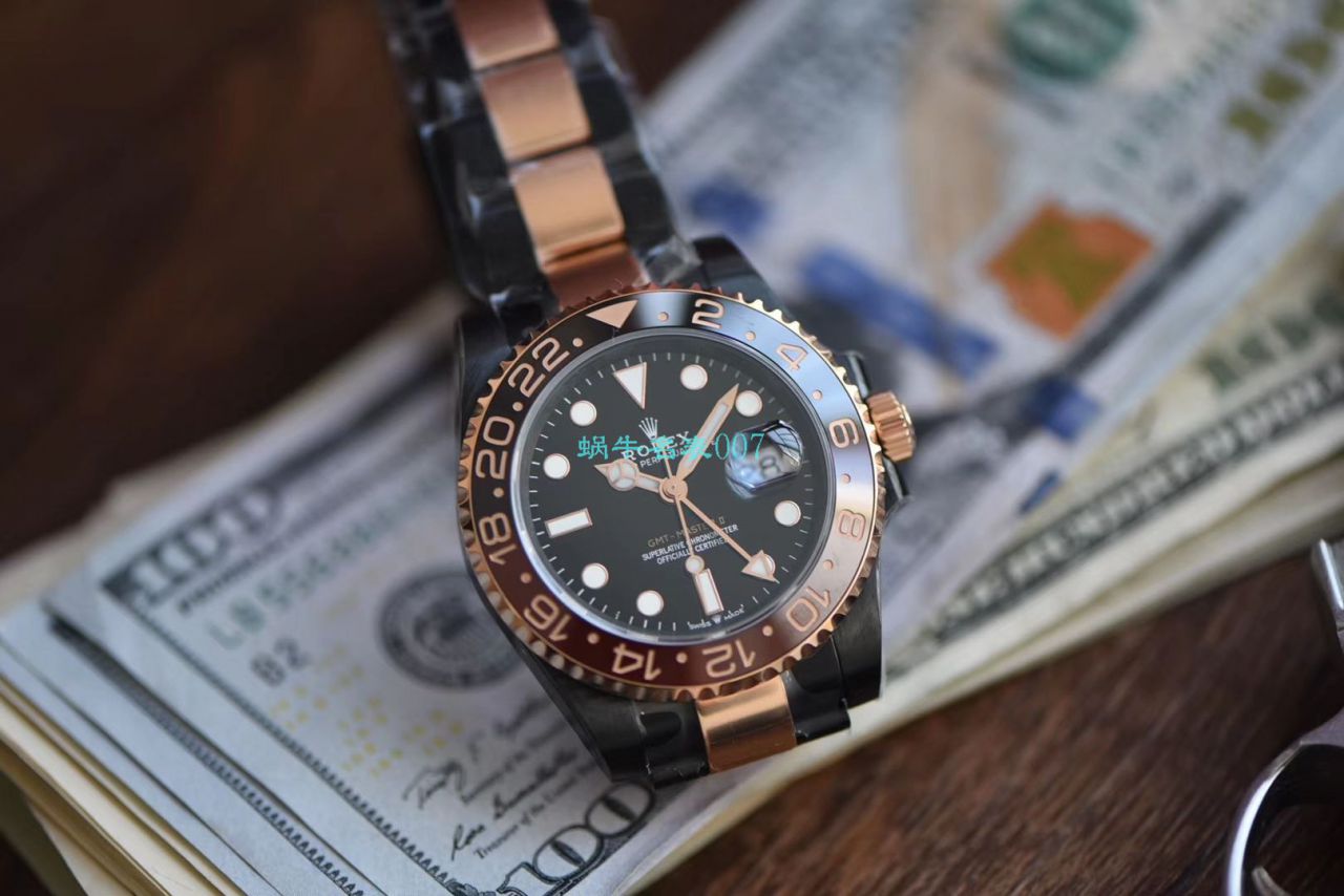 【LF Factory 一比一超A高仿手表】Batman特别全黑版 Rolex  GMT MASTER GMT沙士圈Rolex GMT-Master II M126711chnr-0002 / R503