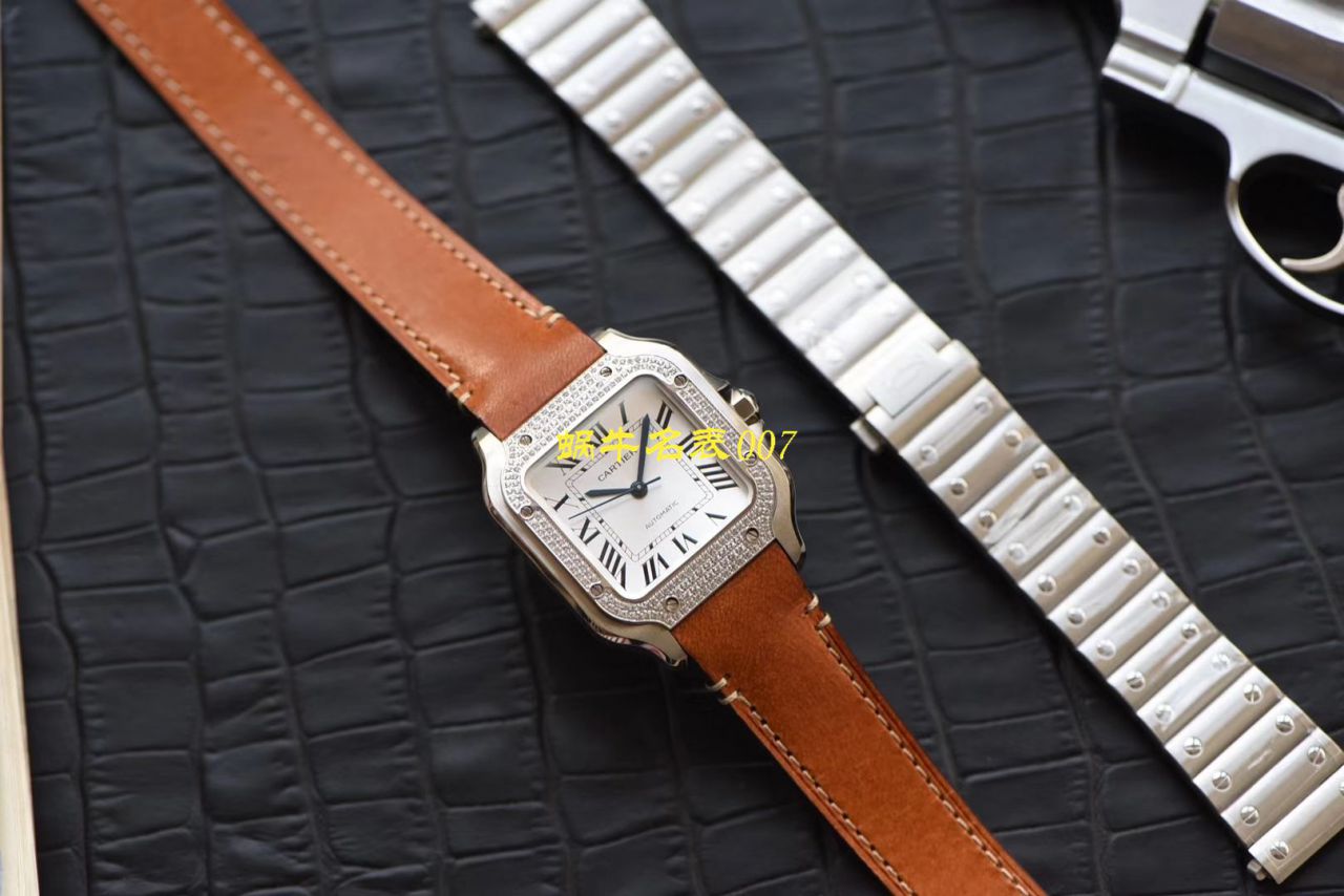 HBBV6 Factory 新款一比一复刻高仿 Cartier   Santos 女装表圈镶WJSA0010,WJSA0007中号女表 / K237