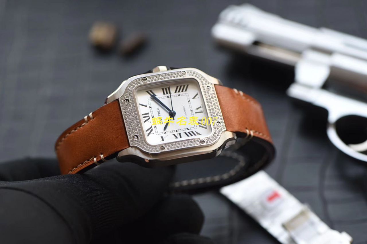 HBBV6 Factory 新款一比一复刻高仿 Cartier   Santos 女装表圈镶WJSA0010,WJSA0007中号女表 / K237