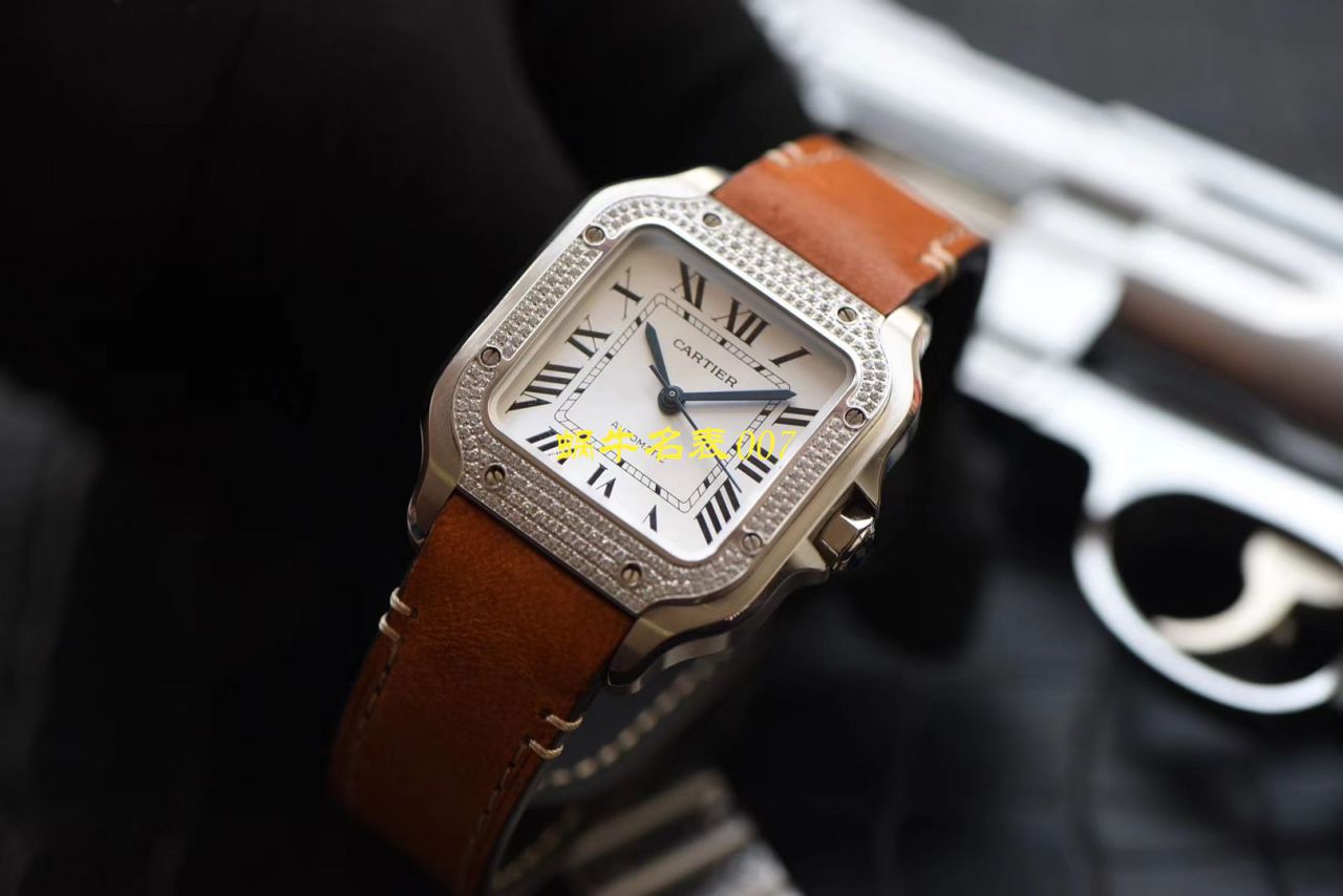 HBBV6 Factory 新款一比一复刻高仿 Cartier   Santos 女装表圈镶WJSA0010,WJSA0007中号女表 / K237