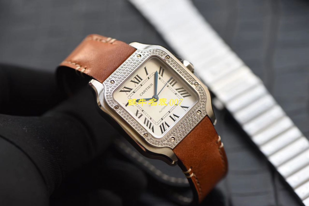 HBBV6 Factory 新款一比一复刻高仿 Cartier   Santos 女装表圈镶WJSA0010,WJSA0007中号女表 / K237