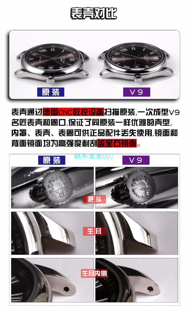 【V9 Factory 官网复刻高仿表】 Longines 名匠系列L2.893.5.77.7 wrist watch  / L129