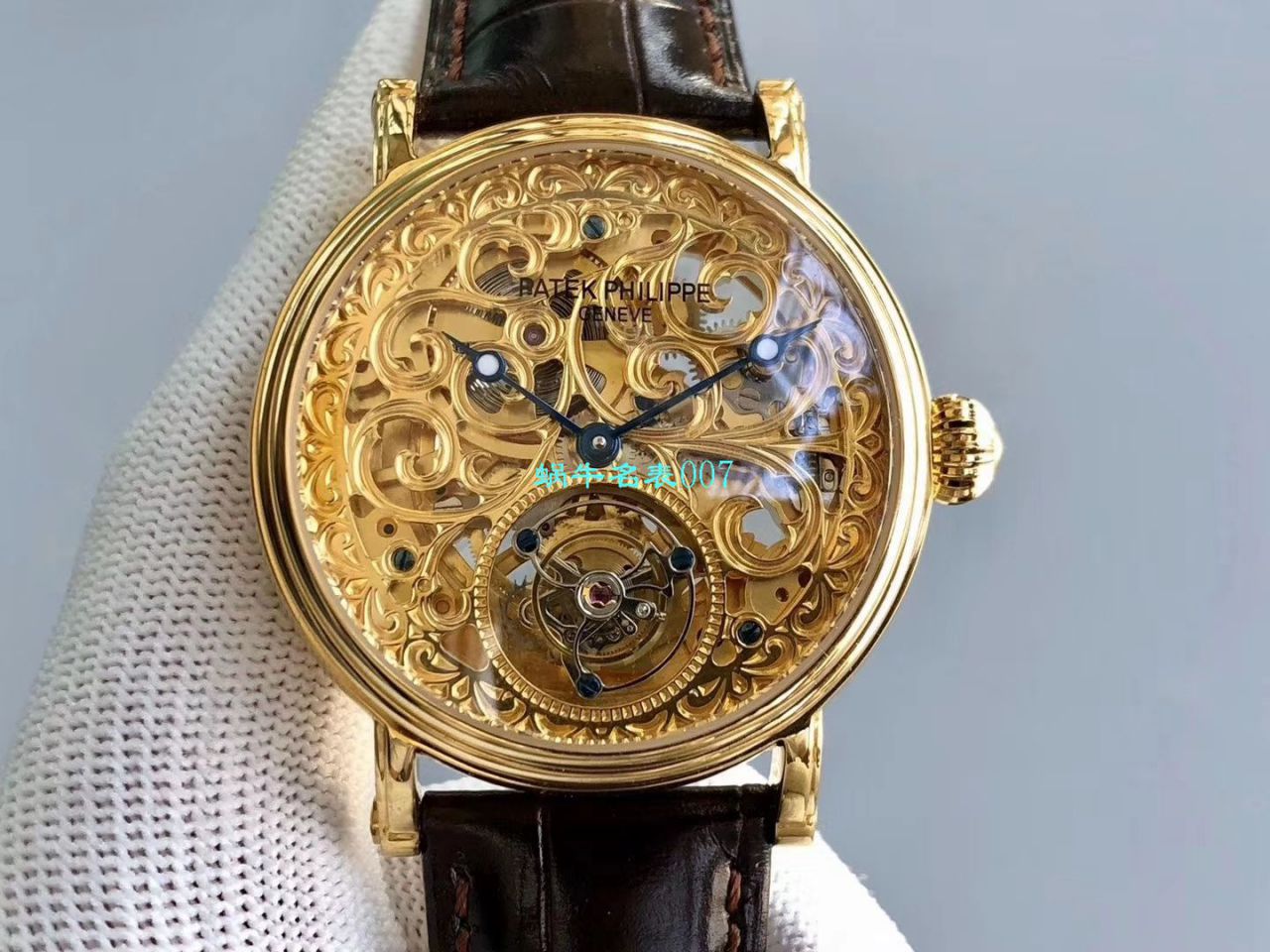 【小贵】少量来货，新品上市❗最新款 私人专属 copy customized  PATEK PHILIPPE 镂空 Tourbillon 手表 / BD256