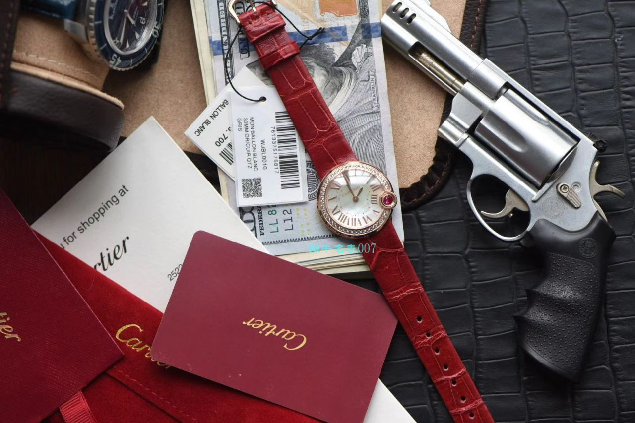 台湾 Factory  Cartier  特别款中国红鎏金时刻复刻高仿WJBL0010，WBGL0007 Ballon Blanc de  Cartier 女士 wrist watch  / K267