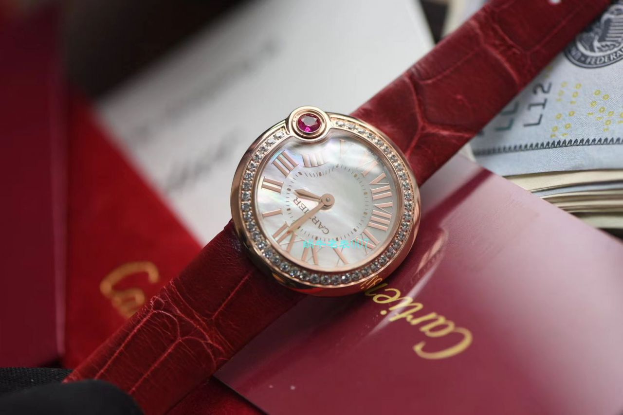 台湾 Factory  Cartier  特别款中国红鎏金时刻复刻高仿WJBL0010，WBGL0007 Ballon Blanc de  Cartier 女士 wrist watch  / K267