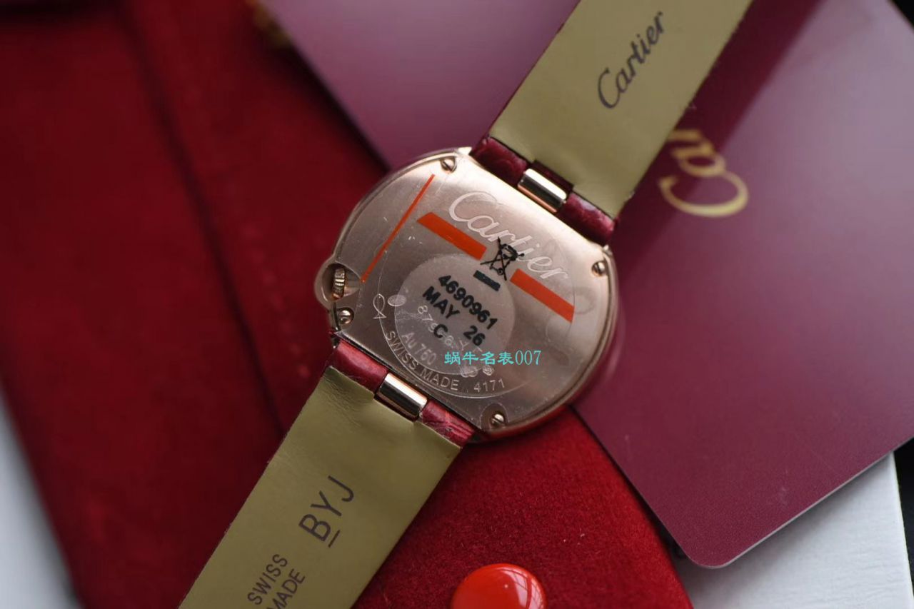 台湾 Factory  Cartier  特别款中国红鎏金时刻复刻高仿WJBL0010，WBGL0007 Ballon Blanc de  Cartier 女士 wrist watch  / K267