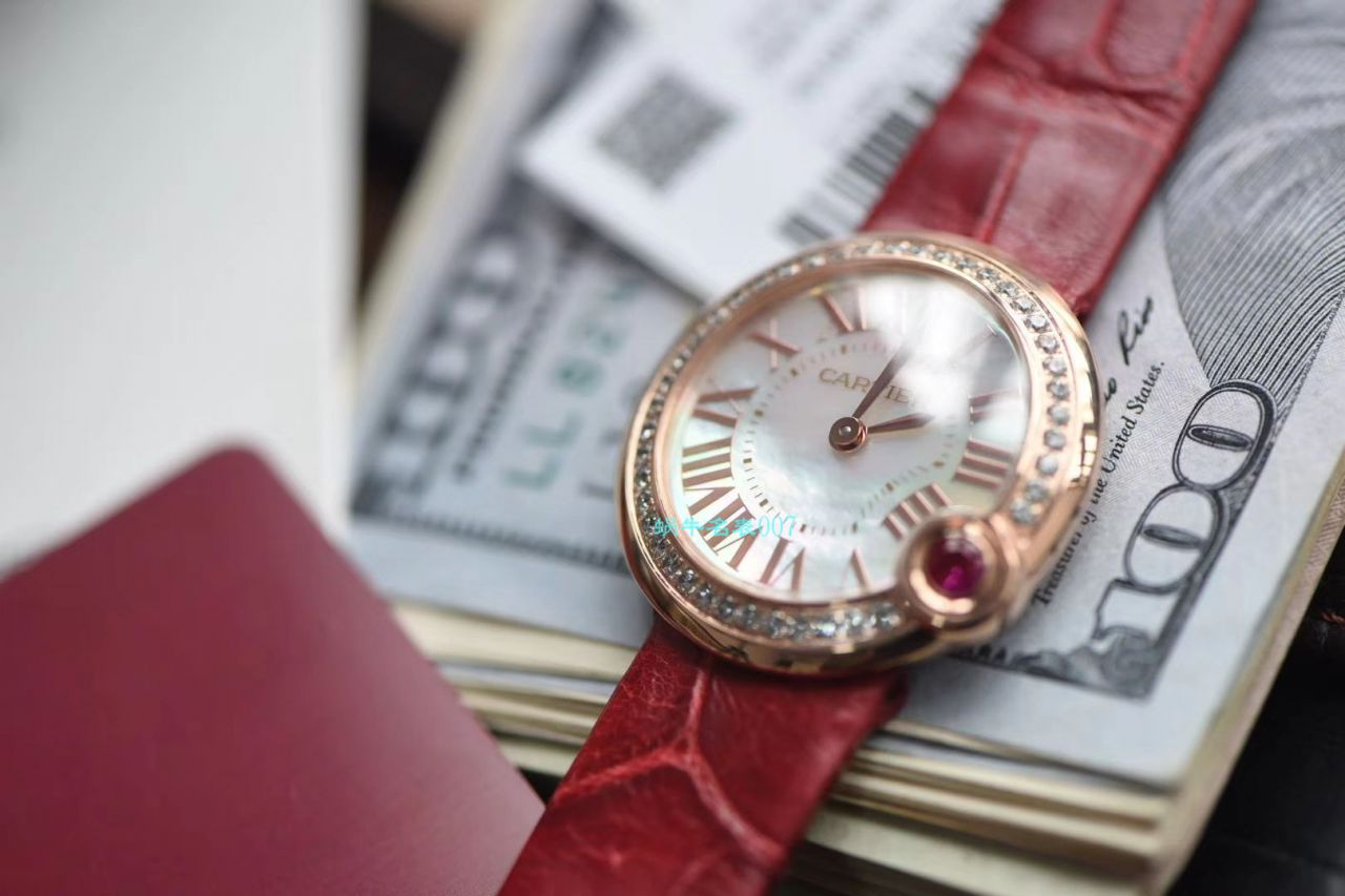 台湾 Factory  Cartier  特别款中国红鎏金时刻复刻高仿WJBL0010，WBGL0007 Ballon Blanc de  Cartier 女士 wrist watch  / K267