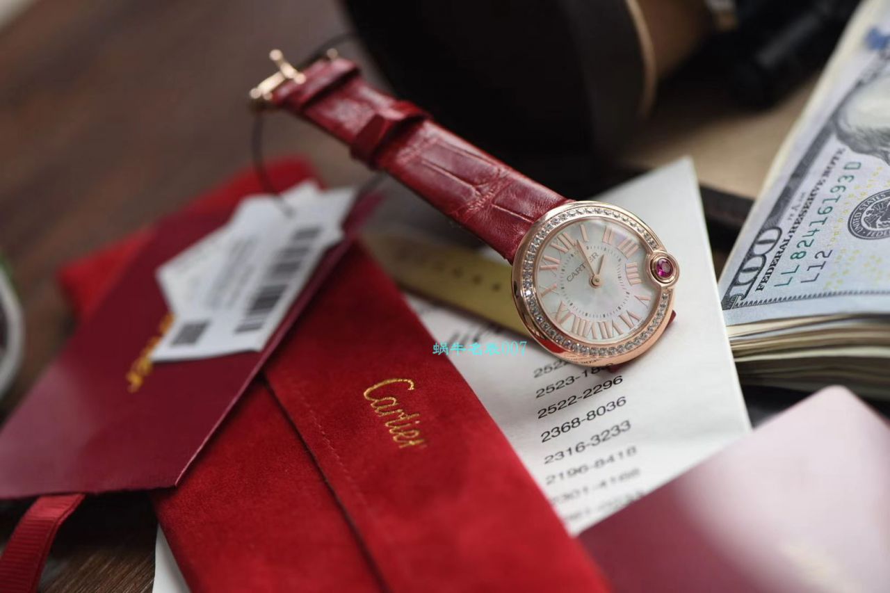 台湾 Factory  Cartier  特别款中国红鎏金时刻复刻高仿WJBL0010，WBGL0007 Ballon Blanc de  Cartier 女士 wrist watch  / K267