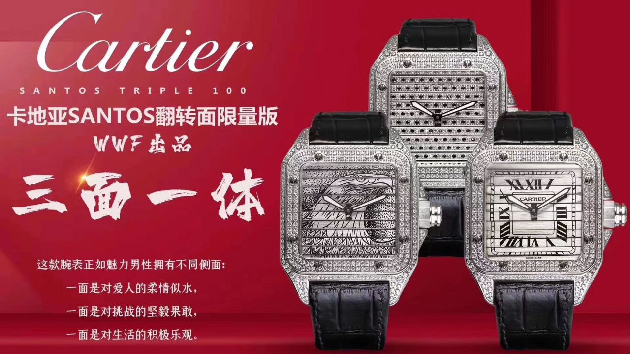 wwf Factory  top 复刻高仿 Cartier   Santos 鹰头WM505014 wrist watch  / K272