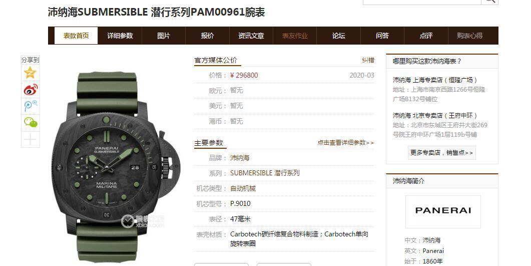 【VS Factory 新品军绿色英雄情结复刻手表】Panerai 高仿SUBMERSIBLE 潜行系列PAM00961 wrist watch  / VSPAM961