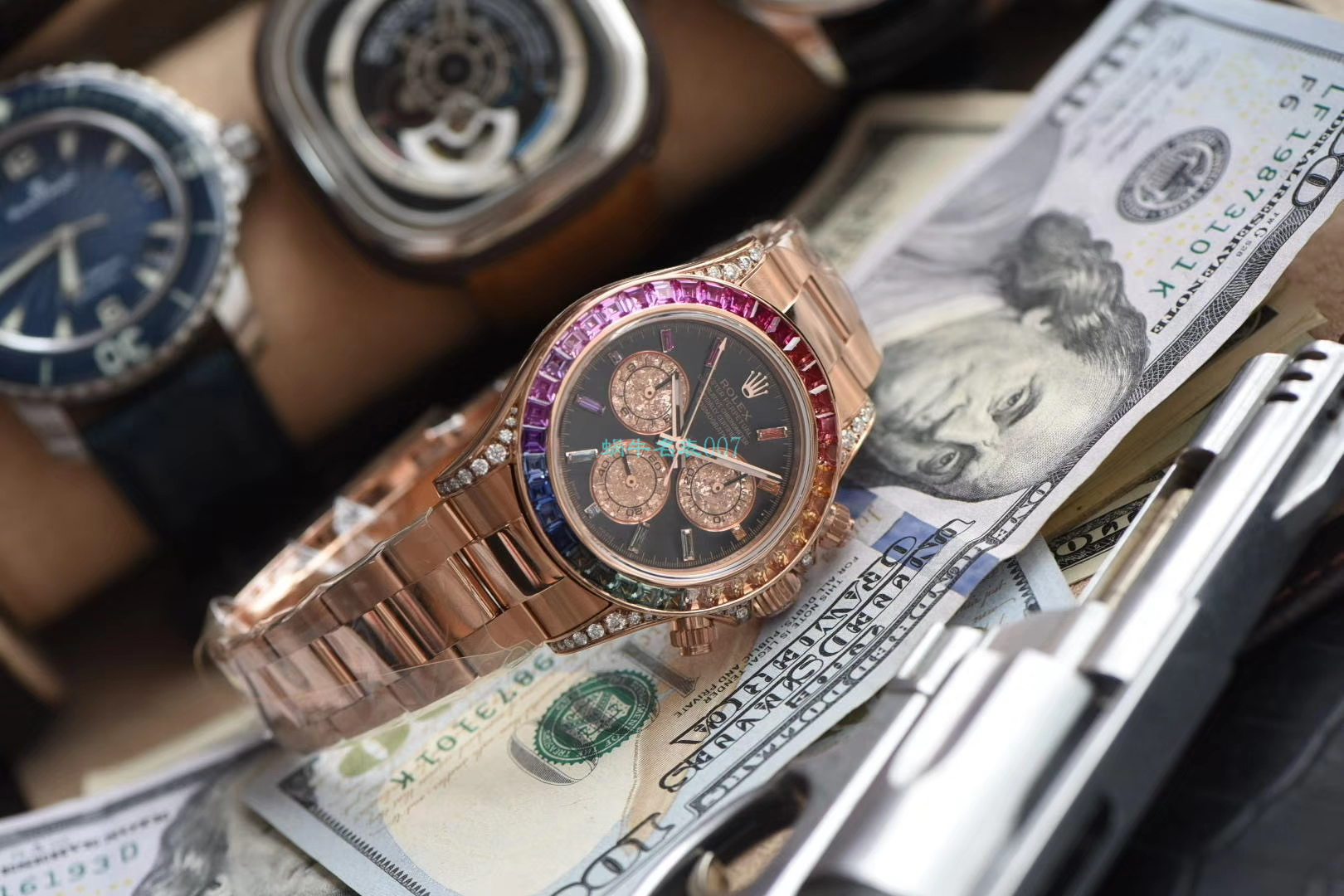 独家后加工真钻包金ROLEX彩虹迪 Rolex  Cosmograph Daytona  Ditongna 复刻高仿116595 RBOW wrist watch  / R577