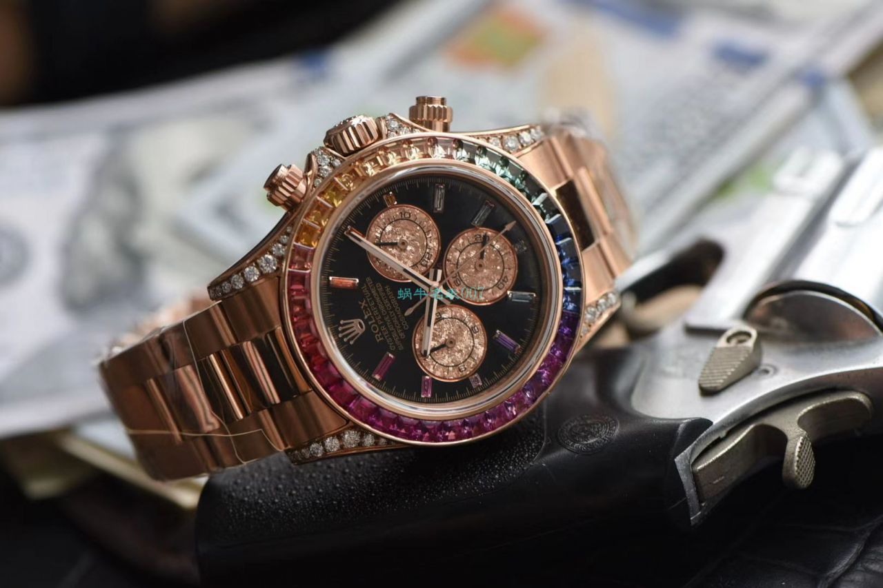 独家后加工真钻包金ROLEX彩虹迪 Rolex  Cosmograph Daytona  Ditongna 复刻高仿116595 RBOW wrist watch  / R577