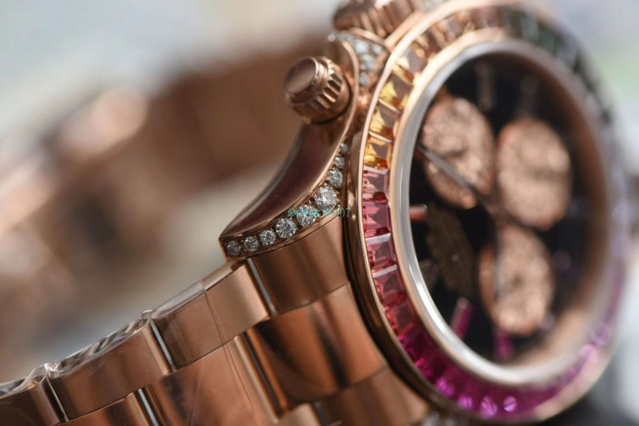 独家后加工真钻包金ROLEX彩虹迪 Rolex  Cosmograph Daytona  Ditongna 复刻高仿116595 RBOW wrist watch  / R577