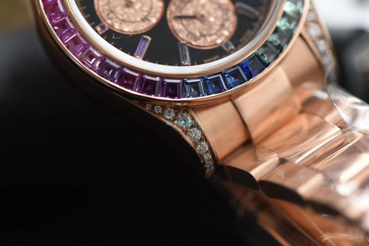 独家后加工真钻包金ROLEX彩虹迪 Rolex  Cosmograph Daytona  Ditongna 复刻高仿116595 RBOW wrist watch  / R577