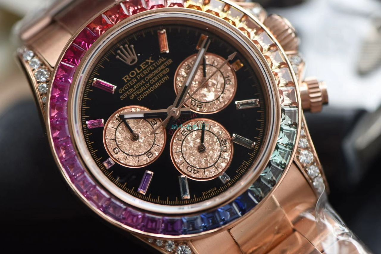 独家后加工真钻包金ROLEX彩虹迪 Rolex  Cosmograph Daytona  Ditongna 复刻高仿116595 RBOW wrist watch  / R577