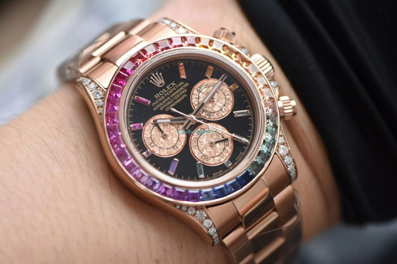 独家后加工真钻包金ROLEX彩虹迪 Rolex  Cosmograph Daytona  Ditongna 复刻高仿116595 RBOW wrist watch  / R577