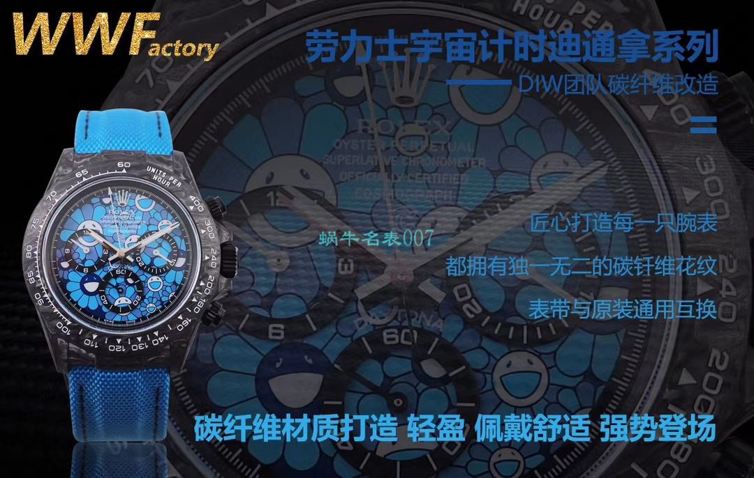 WWF Factory 官网新品发布 Rolex 最新DIW团队改装 carbon fiber  Ditongna  wrist watch  / R579