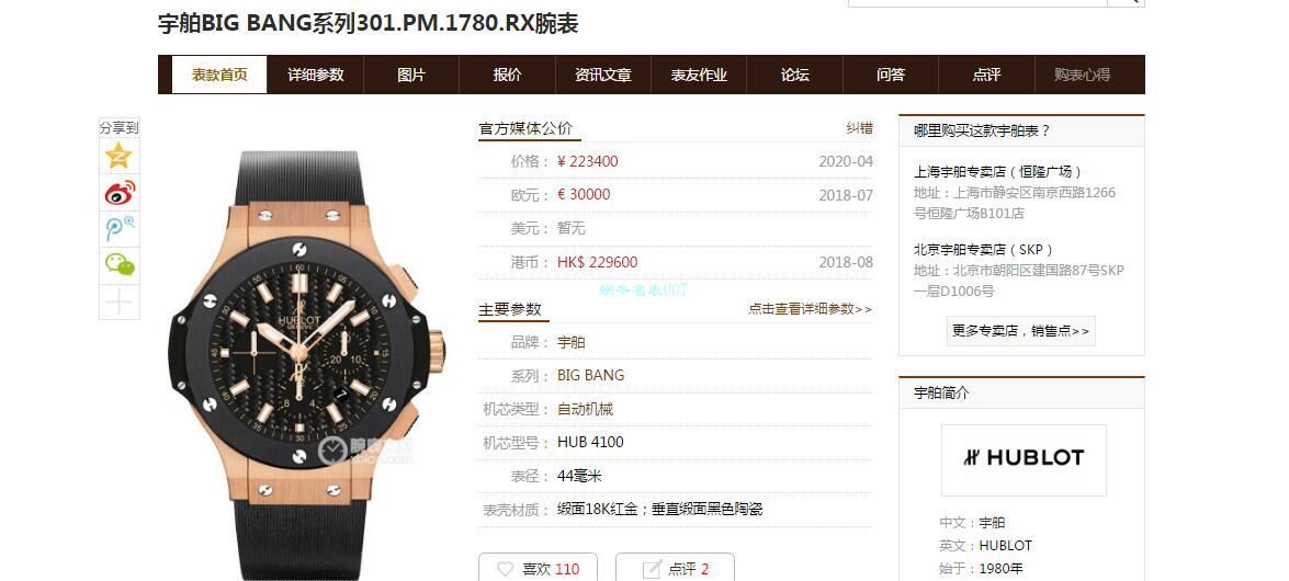 V6 Factory  top 复刻手表 hublot BIG BANG系列301.PM.1780.PM wrist watch  / YB090