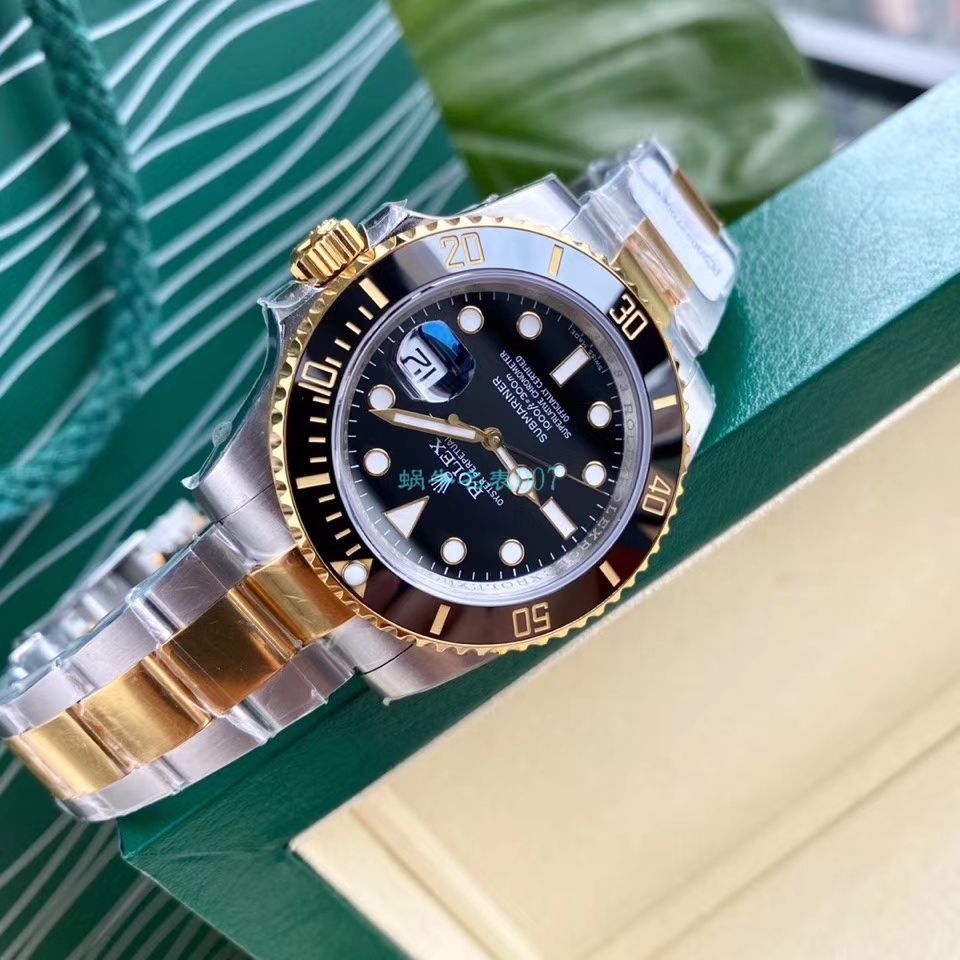 高端 copy customized 包金ETA Movement  Rolex  Submariner 型116613LB-97203 top 复刻高仿 蓝盘 wrist watch (间金蓝水鬼) / R597