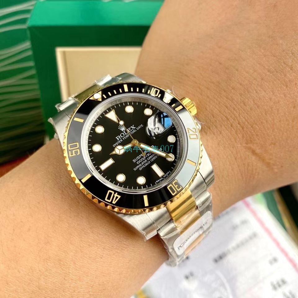 高端 copy customized 包金ETA Movement  Rolex  Submariner 型116613LB-97203 top 复刻高仿 蓝盘 wrist watch (间金蓝水鬼) / R597