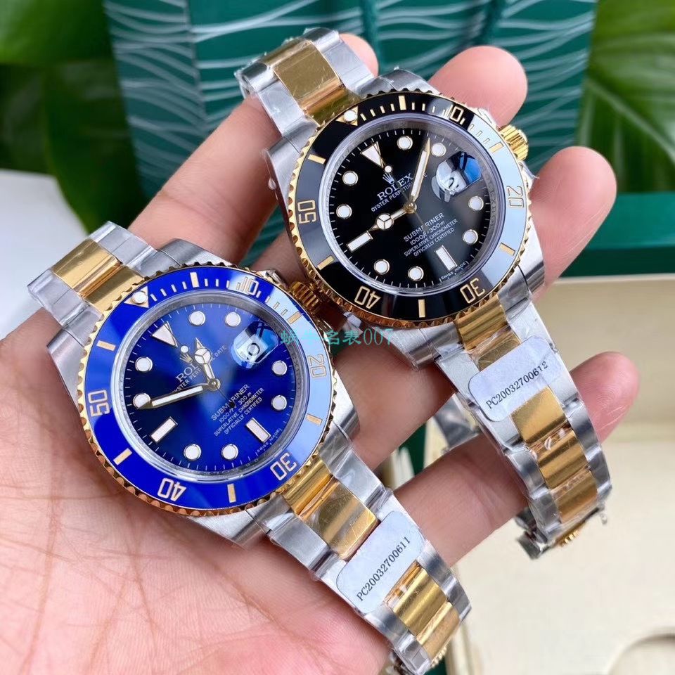 高端 copy customized 包金ETA Movement  Rolex  Submariner 型116613LB-97203 top 复刻高仿 蓝盘 wrist watch (间金蓝水鬼) / R597