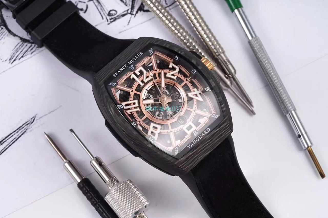 TW Factory 推出复刻高仿Franck Muller carbon fiber WPHH 2020 Vanguard™ Racing镂空系列 wrist watch  / FL070