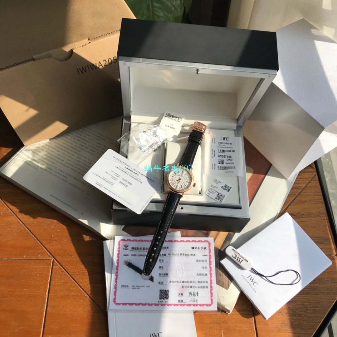 渠道原单 IWC 柏涛菲诺真钻瑞士 Movement 女表IW357406 wrist watch  / WG530