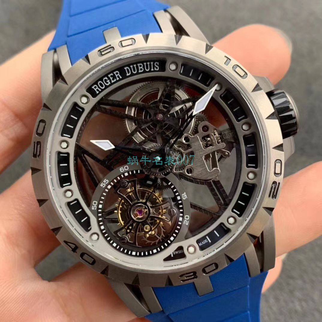 BBR Factory  top 复刻高仿 Tourbillon Roger DubuisEXCALIBUR（王者系列）系列RDDBEX0479蓝色 watchband   wrist watch  / LJ066