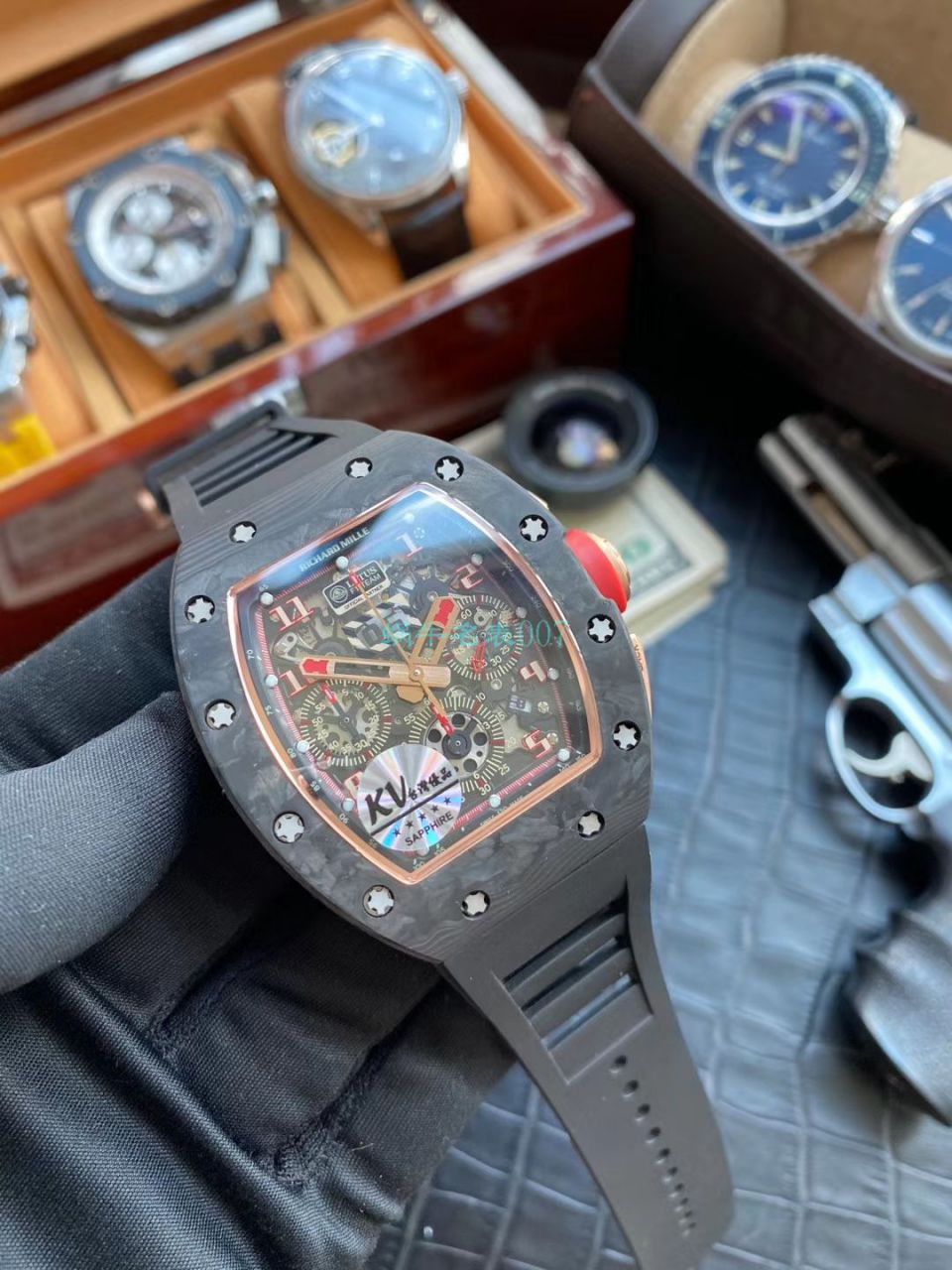 KV台湾 Factory V2升级版锻造 carbon fiber  RICHARD MILLE 复刻高仿手表男士系列RM 011 wrist watch  / KVRM011V2C