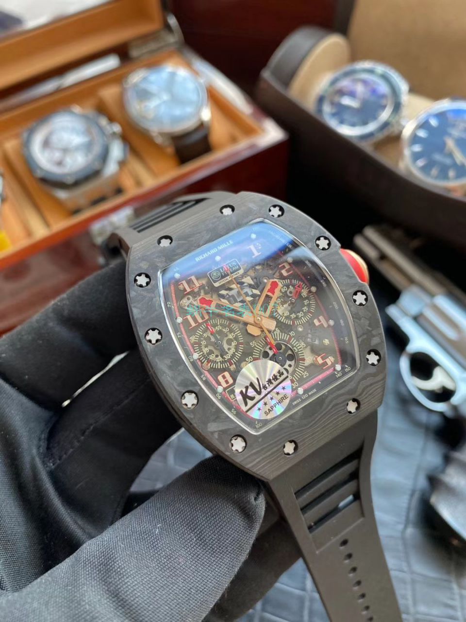 KV台湾 Factory V2升级版锻造 carbon fiber  RICHARD MILLE 复刻高仿手表男士系列RM 011 wrist watch  / KVRM011V2C
