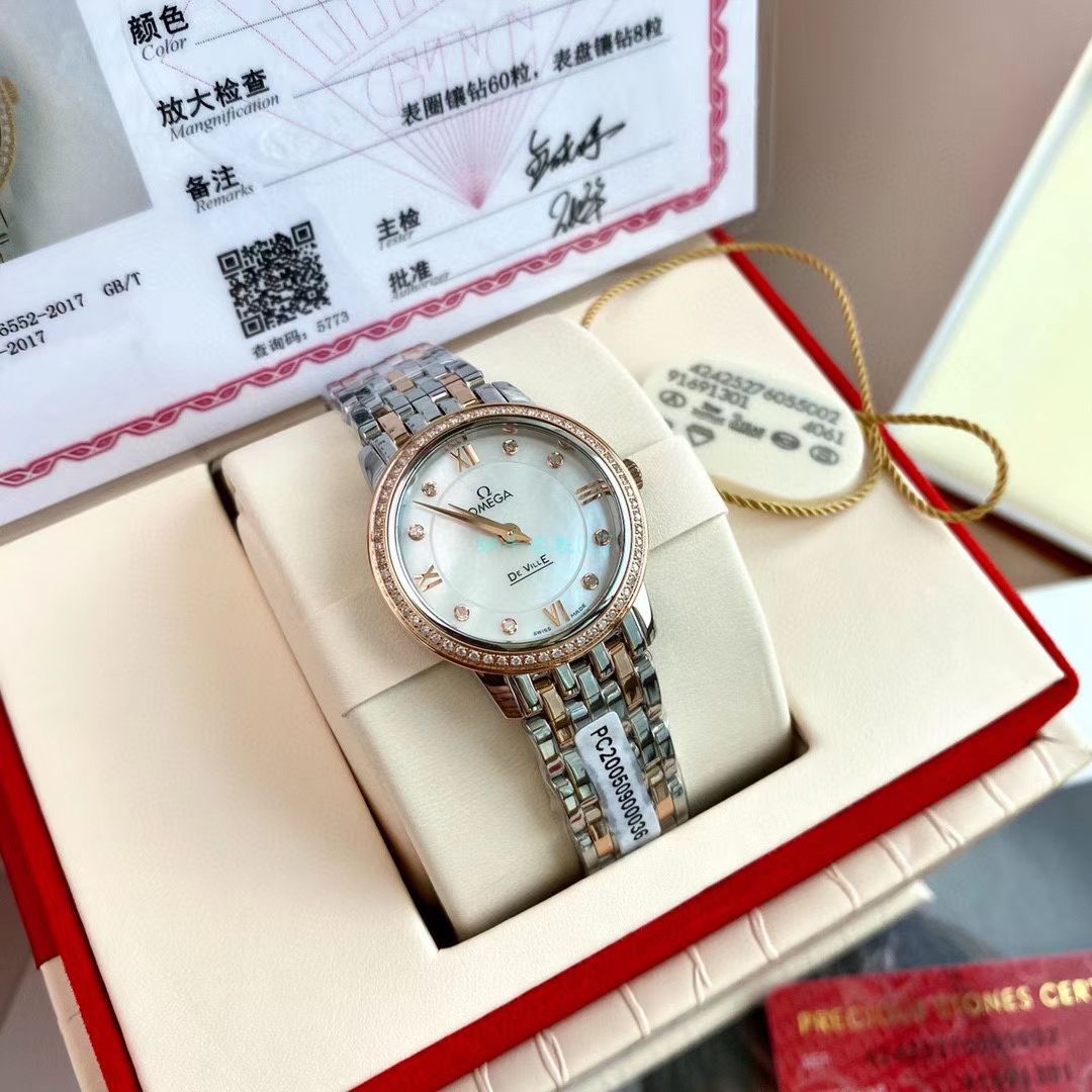 渠道原单真钻OMEGA碟飞女表424.25.27.60.52.001 wrist watch (蝶舞) / M701