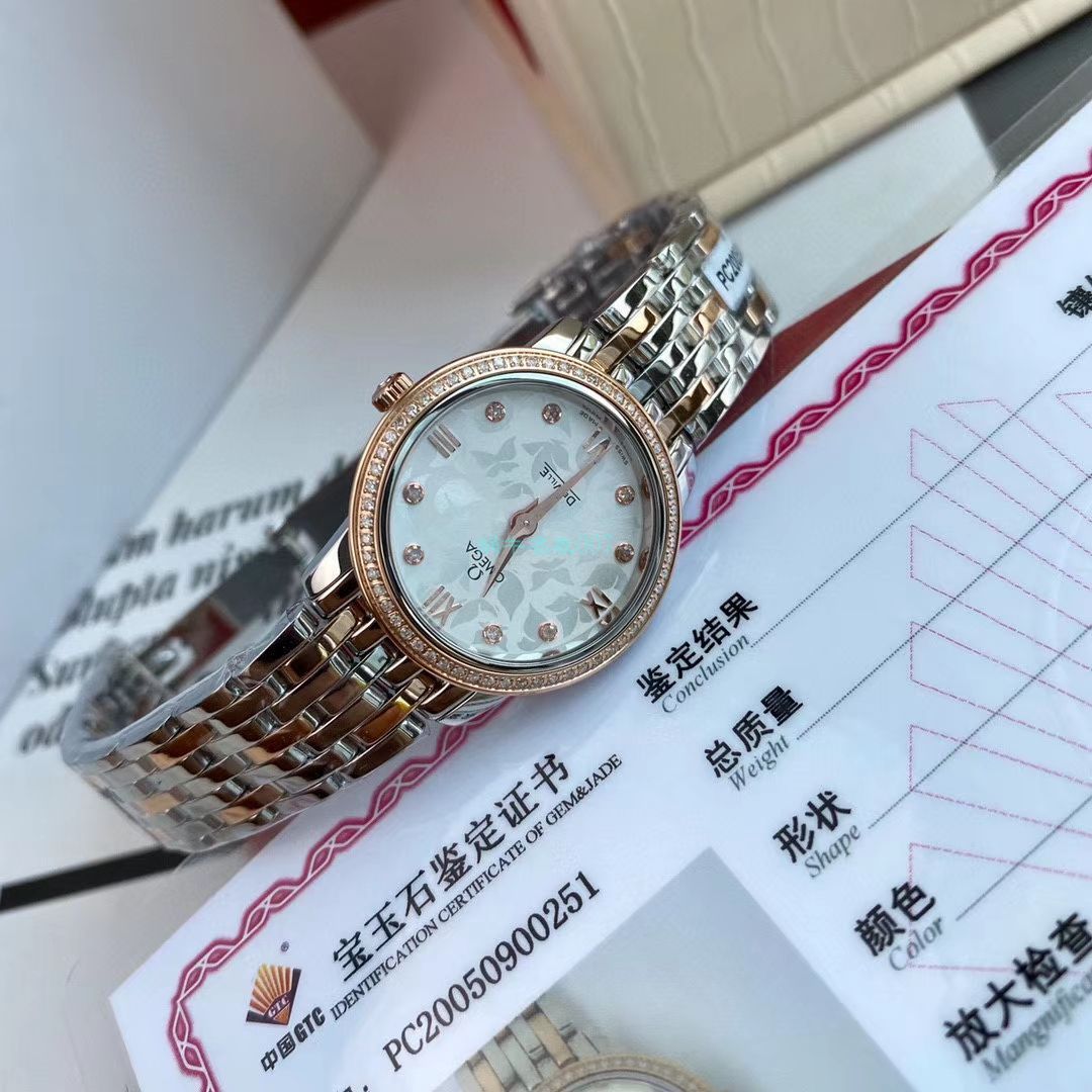 渠道原单真钻OMEGA碟飞女表424.25.27.60.52.001 wrist watch (蝶舞) / M701