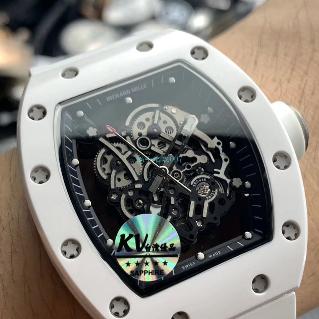  Video analysis KV台湾 Factory 一比一高仿最新巨作！RICHARD MILLE RICHARD MILLE RM055白 Composite 白色橡胶带新款 / RM 055MM