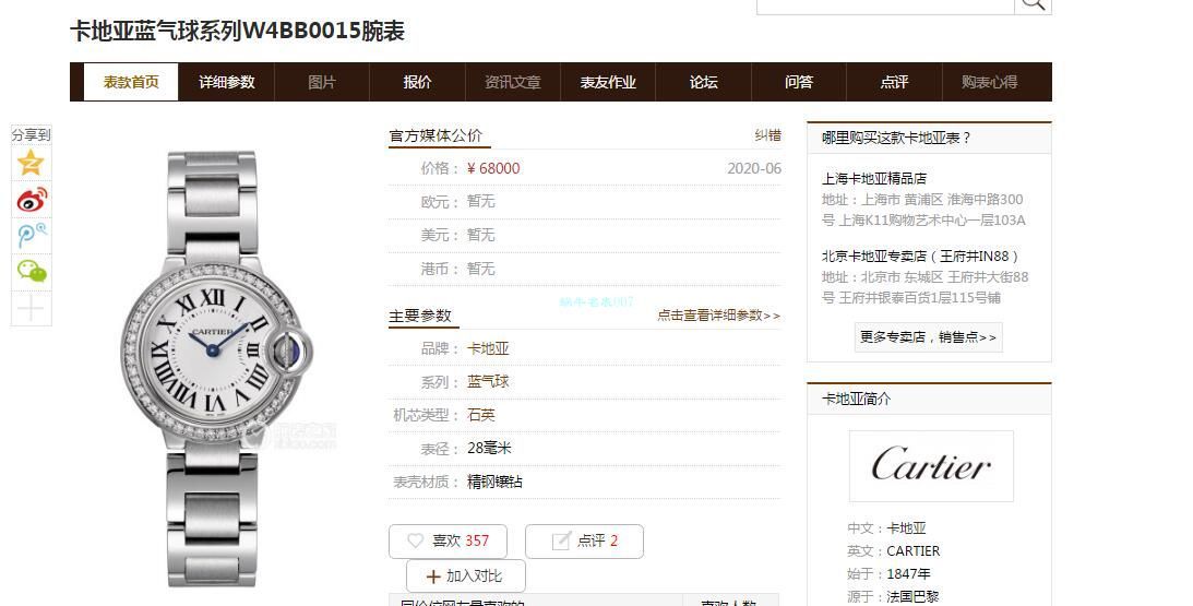 V6 Factory V7版本高仿手表 Cartier  蓝气球女表28毫米系列W4BB0015 wrist watch  / K286