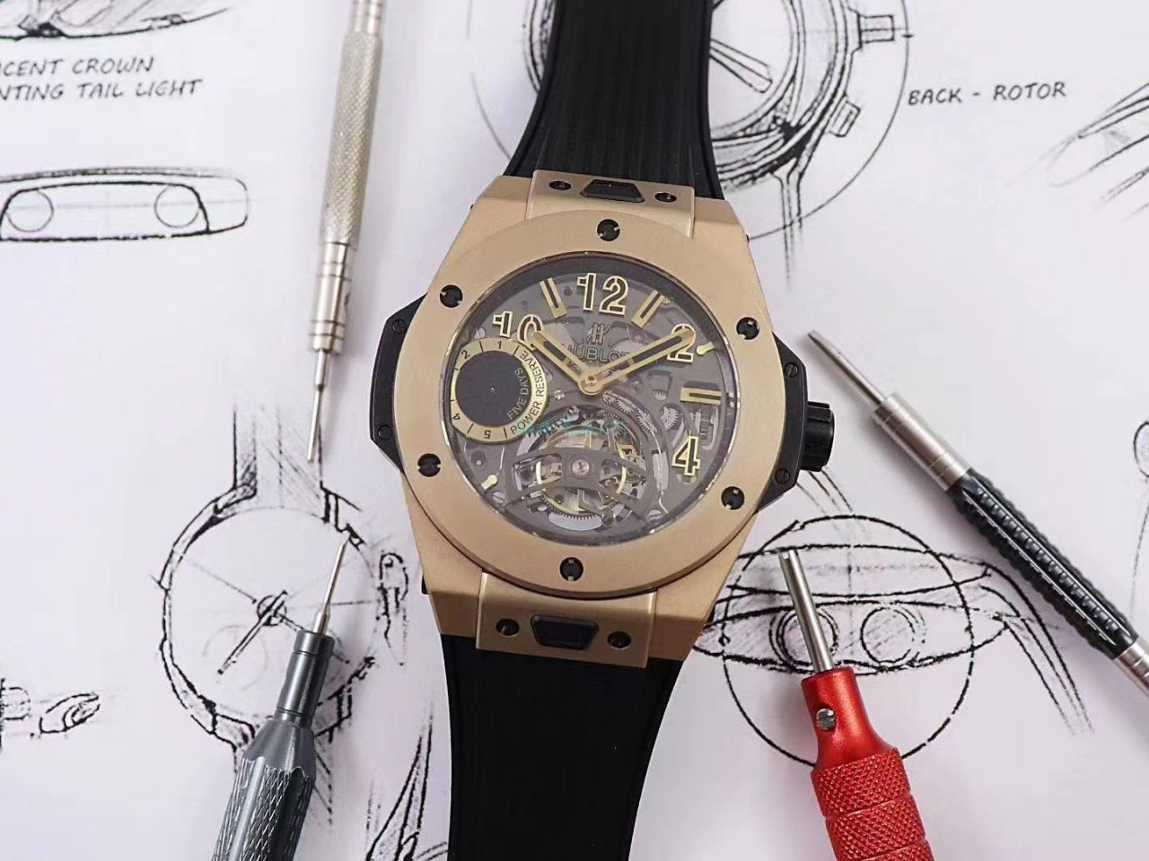 MJ Factory 高仿 hublot BIG BANG Tourbillon 手表405.MX.0138.RX，405.OX.0138.LR，405.CI.0110.RX wrist watch  / YB097