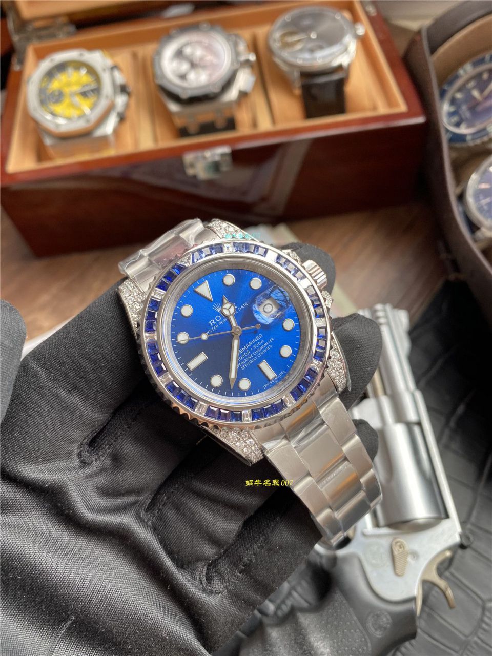 独家【 copy customized 真钻蓝水鬼罗志祥同款】 Rolex  top 复刻高仿 Submariner 型116619LB-97209手表 / R620