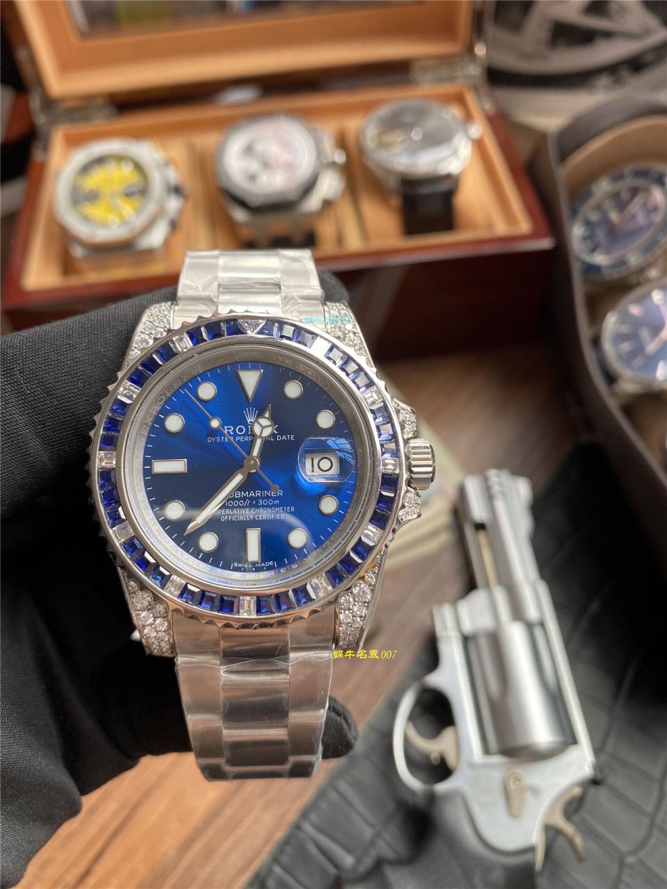 独家【 copy customized 真钻蓝水鬼罗志祥同款】 Rolex  top 复刻高仿 Submariner 型116619LB-97209手表 / R620