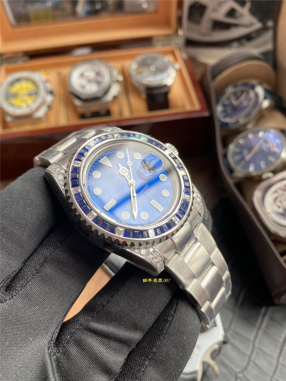 独家【 copy customized 真钻蓝水鬼罗志祥同款】 Rolex  top 复刻高仿 Submariner 型116619LB-97209手表 / R620