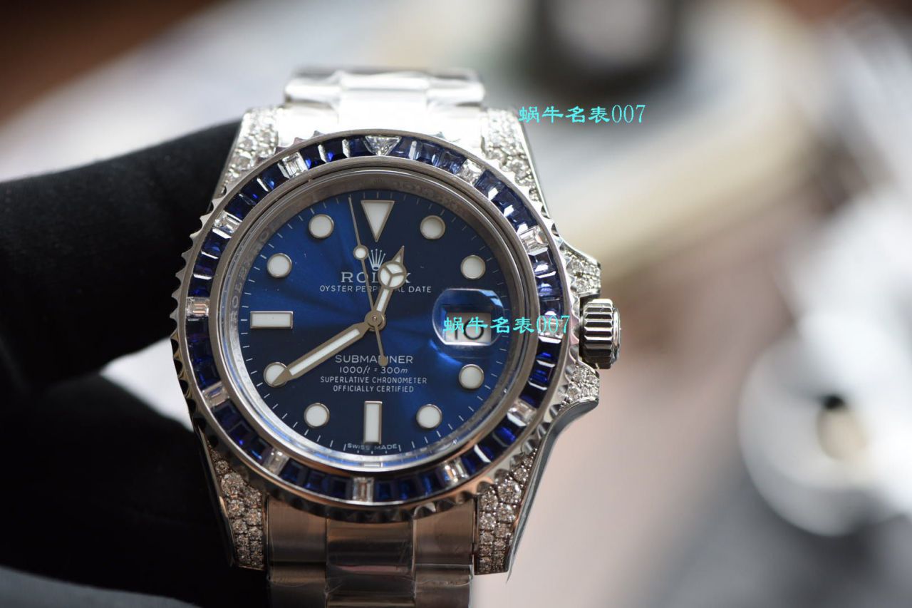 独家【 copy customized 真钻蓝水鬼罗志祥同款】 Rolex  top 复刻高仿 Submariner 型116619LB-97209手表 / R620