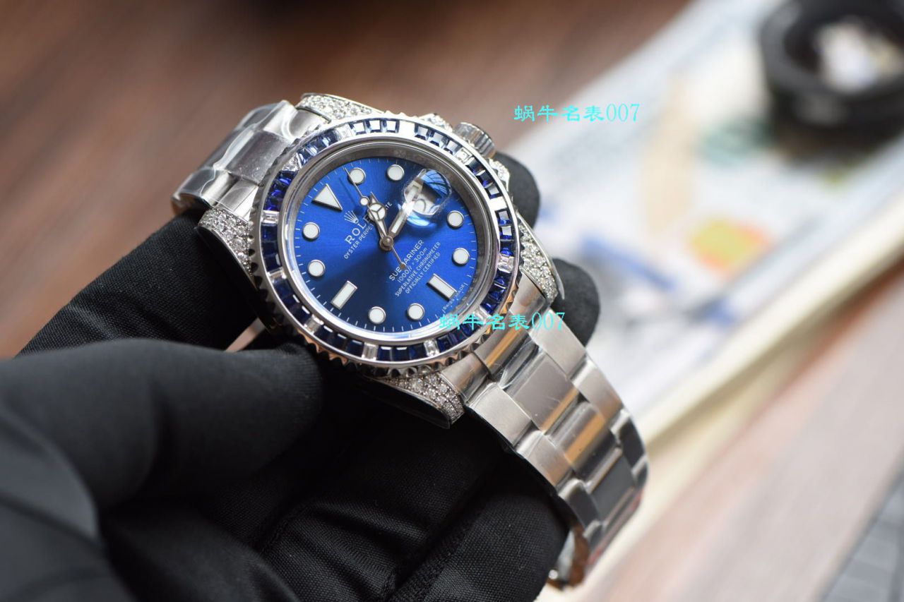 独家【 copy customized 真钻蓝水鬼罗志祥同款】 Rolex  top 复刻高仿 Submariner 型116619LB-97209手表 / R620