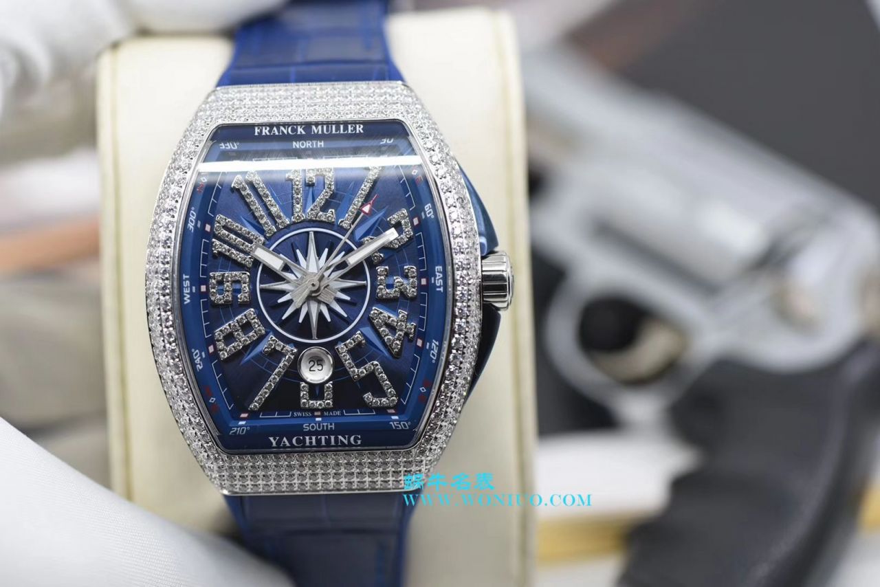 满钻 Franck Muller V45蓝游艇精仿手表【 Video analysis 】精仿 Franck Muller 手表 / FL079