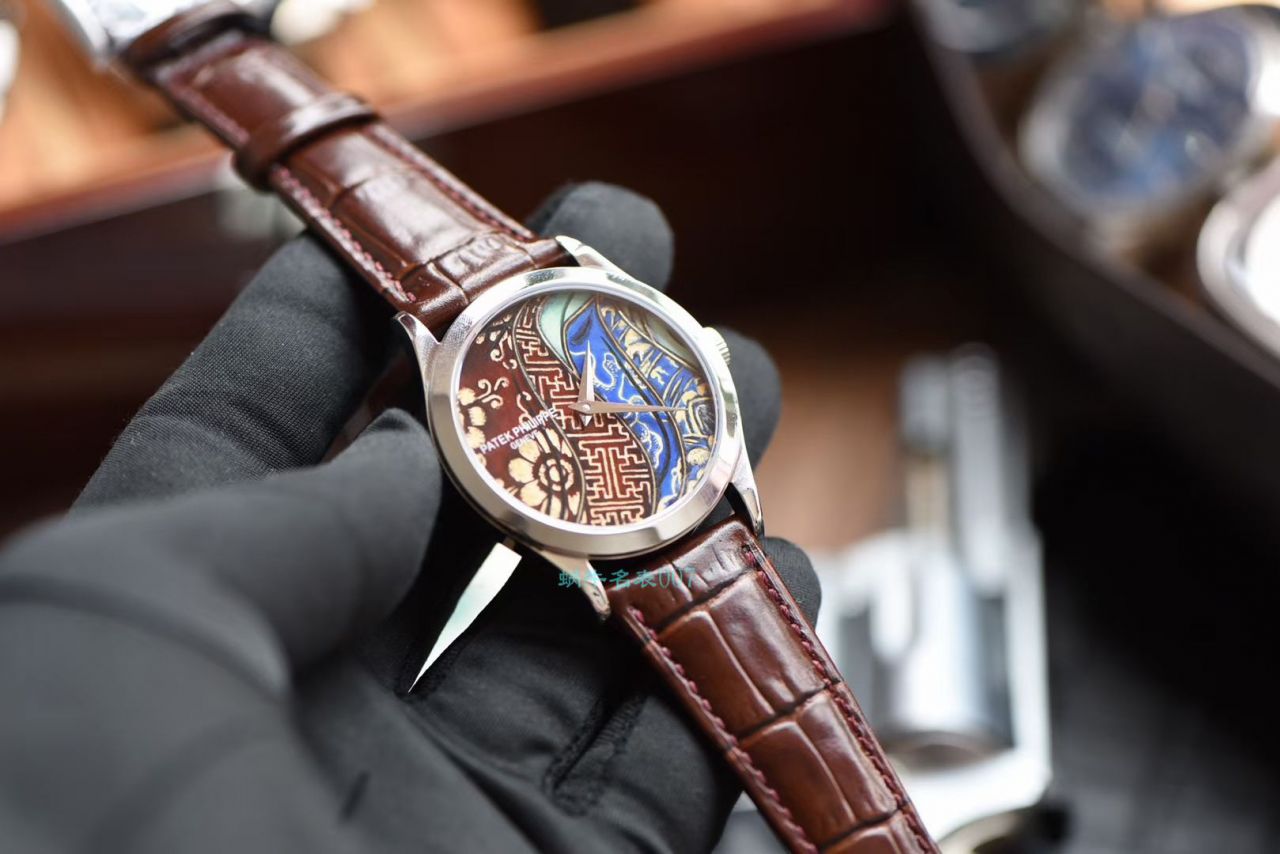 FL Factory  top 复刻高仿 PATEK PHILIPPE 珍稀工艺系列珐琅面5077P-103不丹八色织品 wrist watch  / BD318