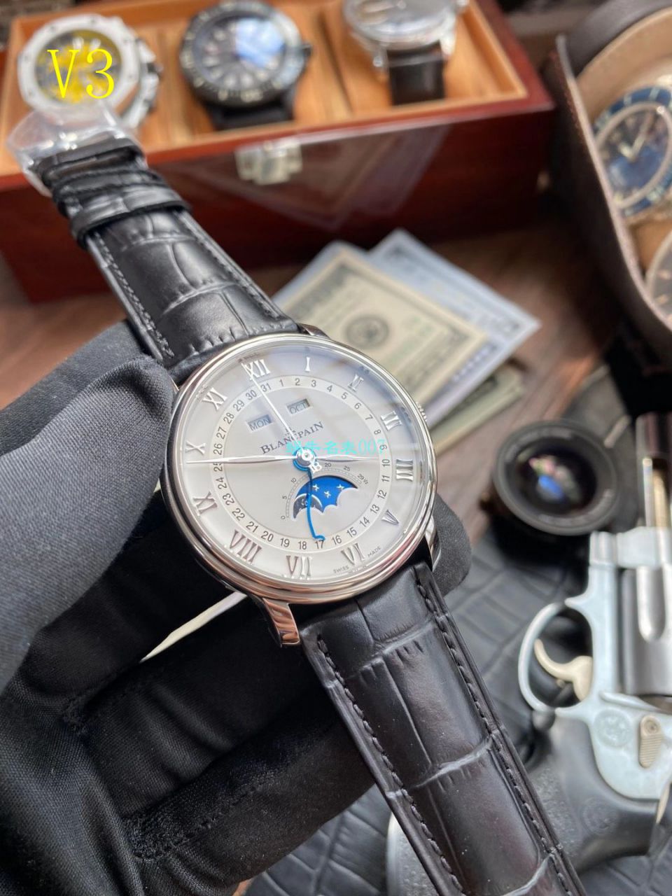 om Factory Blancpain 6654月相v3【 Video analysis 】超A高仿Blancpain 手表6654-1127-55B / BP073