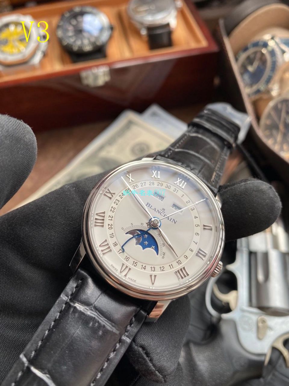om Factory Blancpain 6654月相v3【 Video analysis 】超A高仿Blancpain 手表6654-1127-55B / BP073