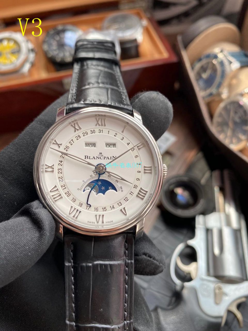 om Factory Blancpain 6654月相v3【 Video analysis 】超A高仿Blancpain 手表6654-1127-55B / BP073