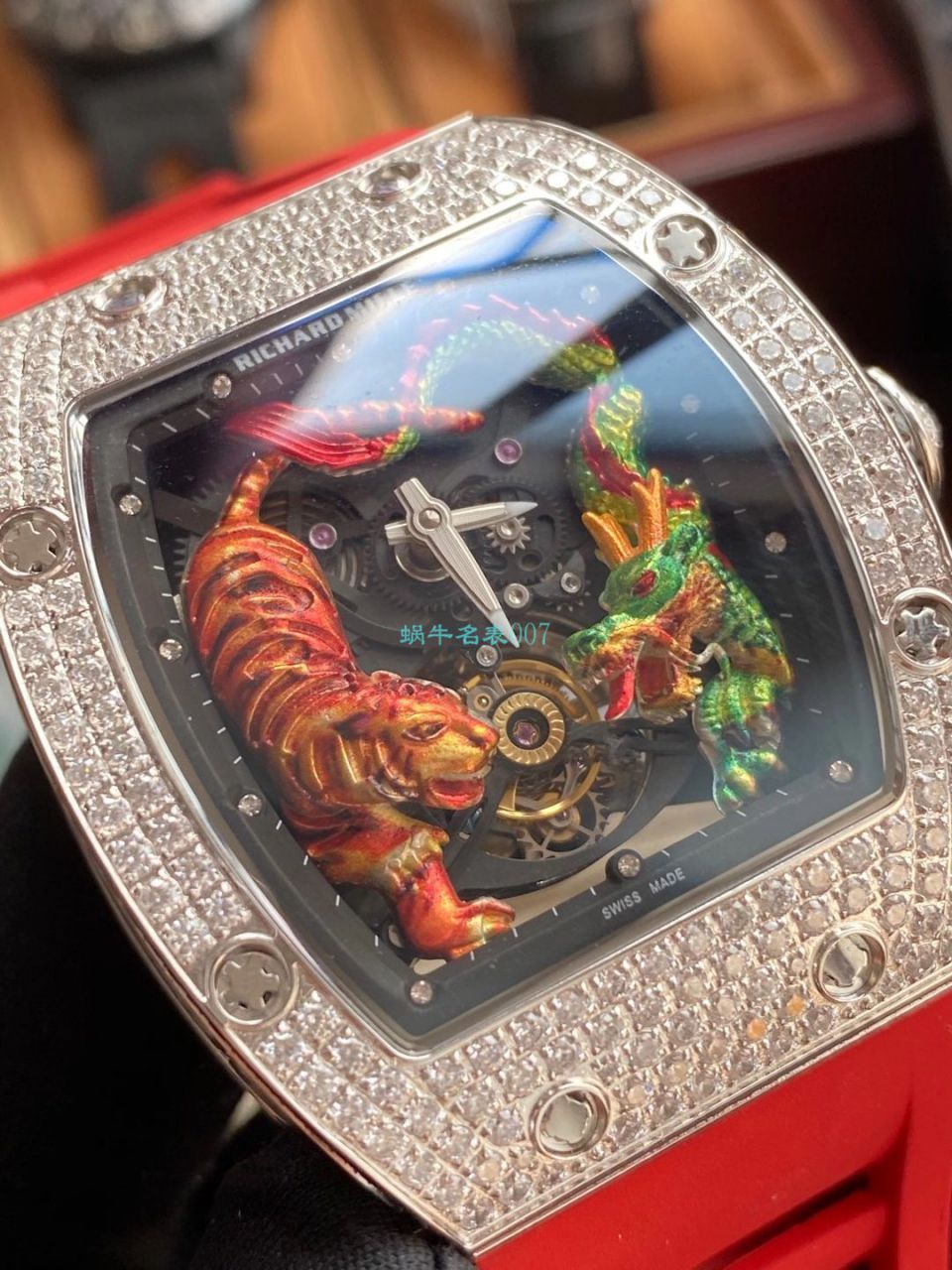  copy customized 款 RICHARD MILLE RM 51-01龙虎满钻真超A高仿 Tourbillon 手表 / RM 51-01